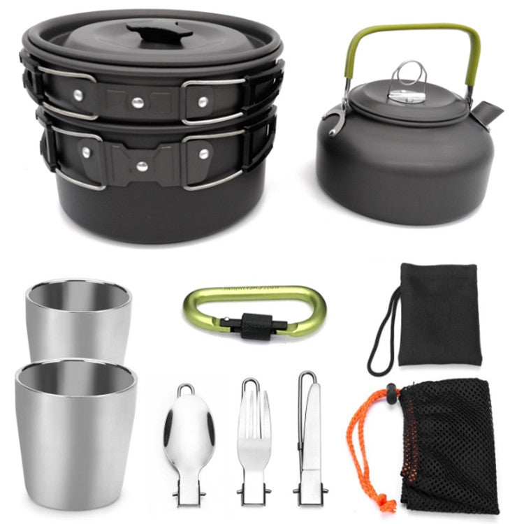 Outdoor Supplies Camping Portable Teapot Set Pot Set(Black Handle)