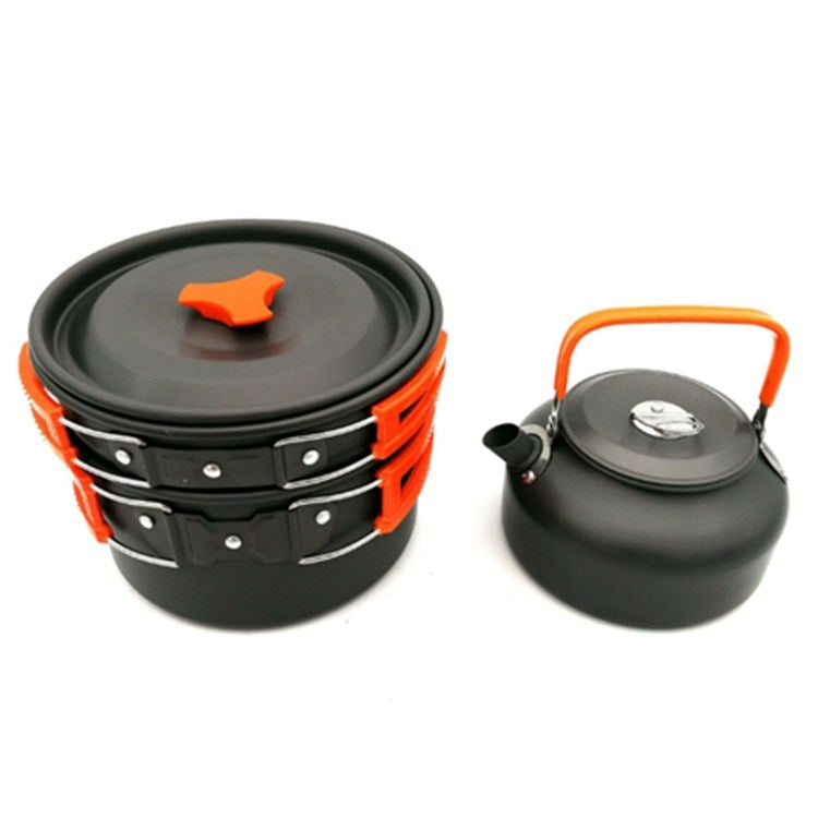 Outdoor Supplies Camping Portable Teapot Set Pot Set(Green Handle)