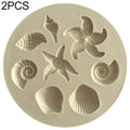 2 PCS  Marine Element Mould Sea Star Conch Shell Model Silicone Cake Fondant Tool(Gray)