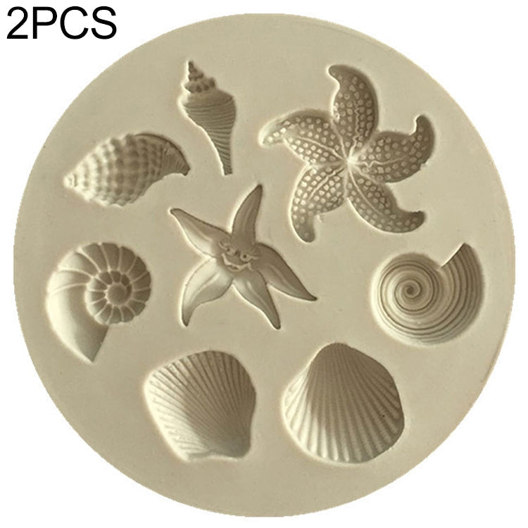2 PCS  Marine Element Mould Sea Star Conch Shell Model Silicone Cake Fondant Tool(Gray)