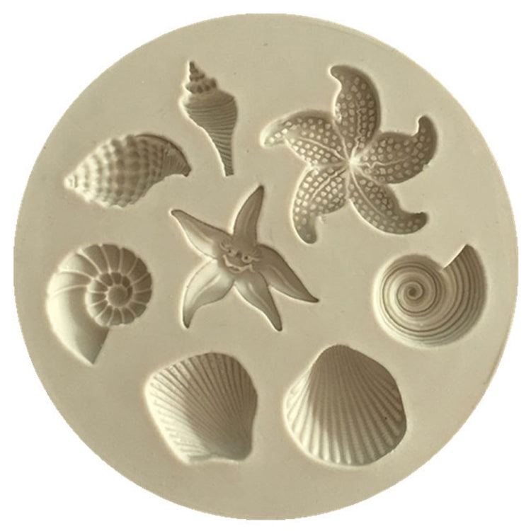 2 PCS  Marine Element Mould Sea Star Conch Shell Model Silicone Cake Fondant Tool(Gray)