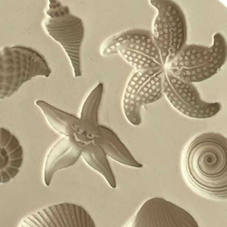 2 PCS  Marine Element Mould Sea Star Conch Shell Model Silicone Cake Fondant Tool(Gray)