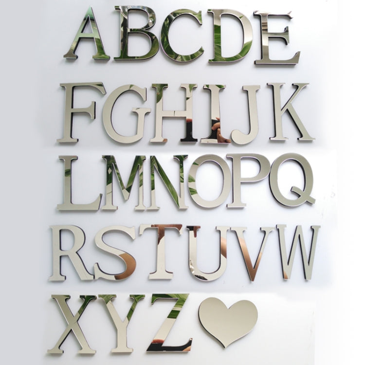 2 PCS Home Decoration Creative Personality English Letters Acrylic Mirror 3D DIY Wall Stickers(G)
