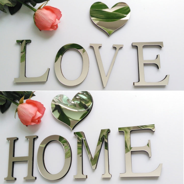 2 PCS Home Decoration Creative Personality English Letters Acrylic Mirror 3D DIY Wall Stickers(G)