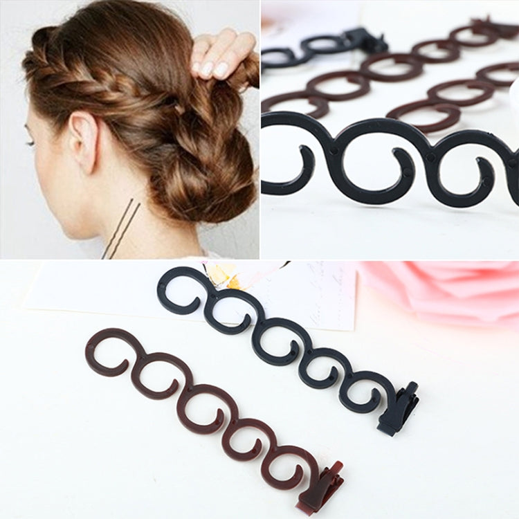 Elegance Hair Braider Flower Magic Hair Clip Queue Twist Plait Hairstyle Styling Accessories,Size:13.5x2.5cm(6090 Coffee)