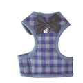 Adjustable Bow Plaid Vest Lead Pull Rope Leash for Cat Dog Pet(M)