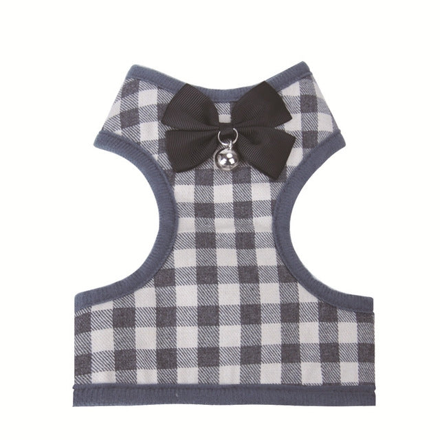 Adjustable Bow Plaid Vest Lead Pull Rope Leash for Cat Dog Pet(S)