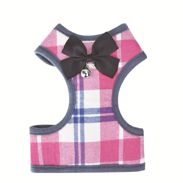 Adjustable Bow Plaid Vest Lead Pull Rope Leash for Cat Dog Pet(S)