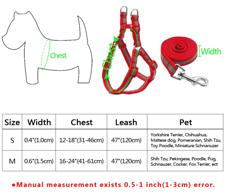 Small Medium Dogs Nylon Reflective Dog Leash Lead Set, Size:S(Yellow)