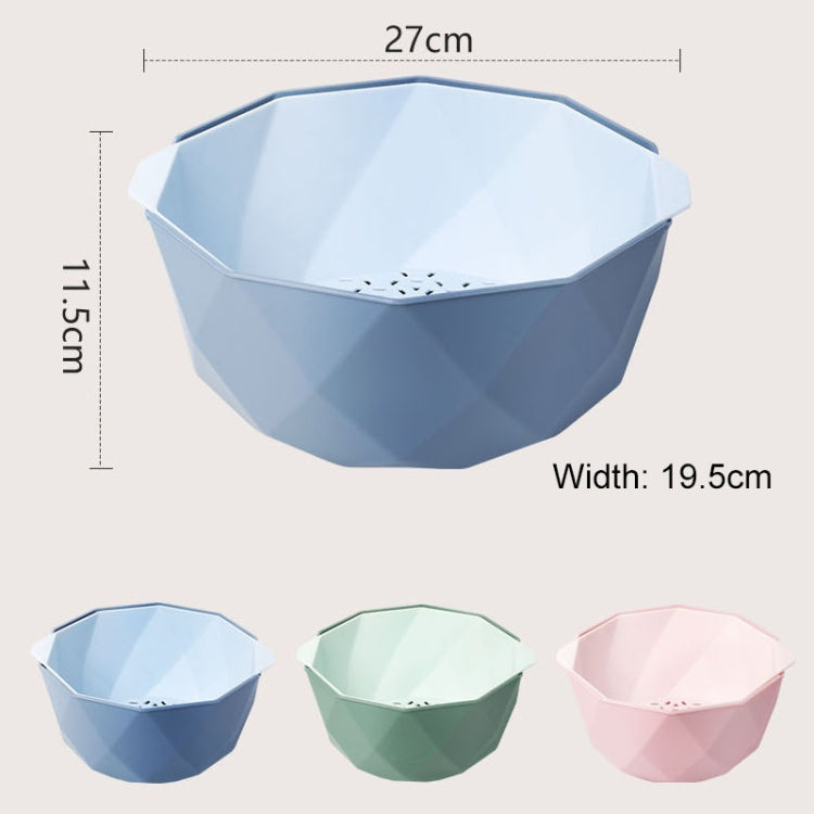 Double-layer Hollow Drain Basket Household Plastic Multi-function Washing Vegetables and Fruit Dishes, Size:Large(Green)