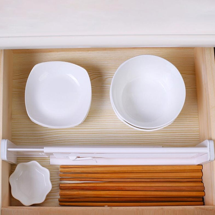 Retractable Drawer Storage Partition Board Home Wardrobe Plastic Partition Plate(White)