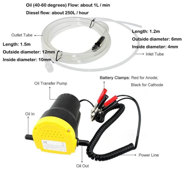 12V 60W Oil / Crude Oil Fluid Sump Extractor Scavenge Exchange Transfer Pump Suction Transfer Pump + Tubes for Auto Car Boat Mot