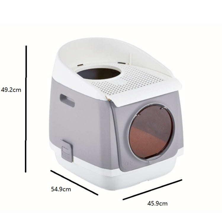 Plastic Flip Cover Fully Enclosed Deodorant Litter Box Pet Potty(Pink)