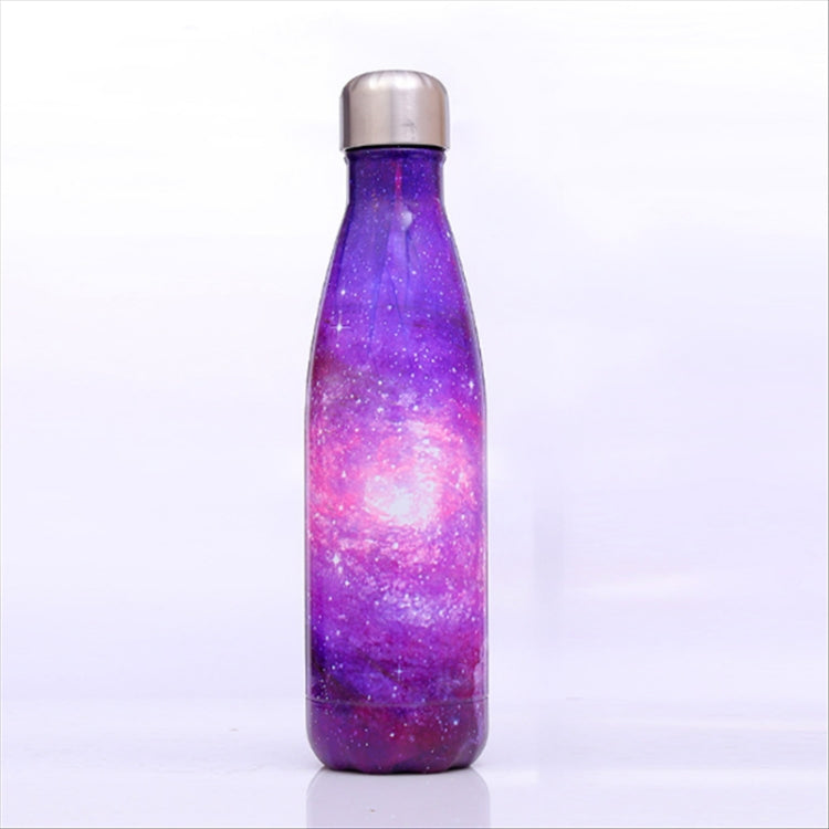 Starry Sky Pattern Thermal Cup Vacuum Flask Heat Water Bottle Portable Stainless Steel Sports Kettle, Capacity:500ml(Purple)