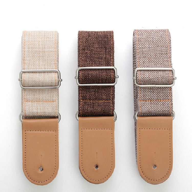 Cotton Linen Guitar Studs Strap Diagonal Shoulder Strap Musical Instrument Accessories(Light Gray)