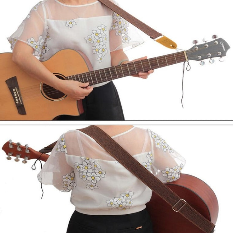 Cotton Linen Guitar Studs Strap Diagonal Shoulder Strap Musical Instrument Accessories(Brown)