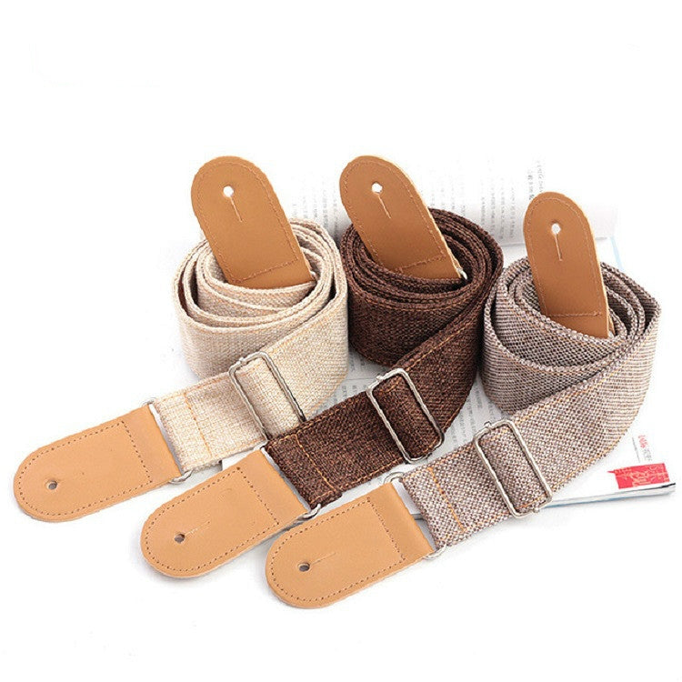 Cotton Linen Guitar Studs Strap Diagonal Shoulder Strap Musical Instrument Accessories(Brown)
