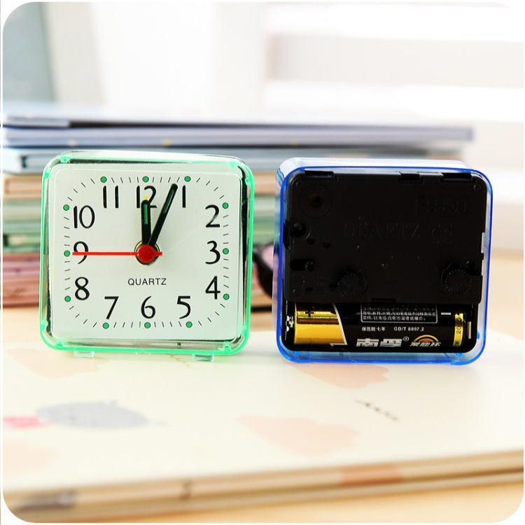 Square Alarm Clock Transparent Case Compact Digital Mini Bedroom Bedside Office Electronic Clock(White)