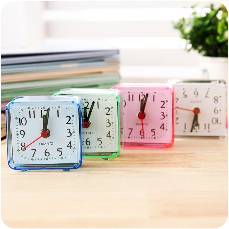 Square Alarm Clock Transparent Case Compact Digital Mini Bedroom Bedside Office Electronic Clock(Blue)