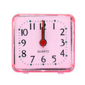 Square Alarm Clock Transparent Case Compact Digital Mini Bedroom Bedside Office Electronic Clock(Pink)