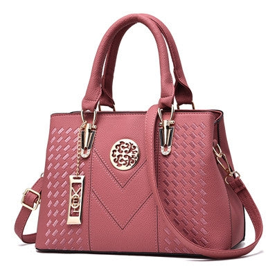 Embroidery Messenger Bags Women Leather Handbags  Bags for Women Hand Bag(Pink)