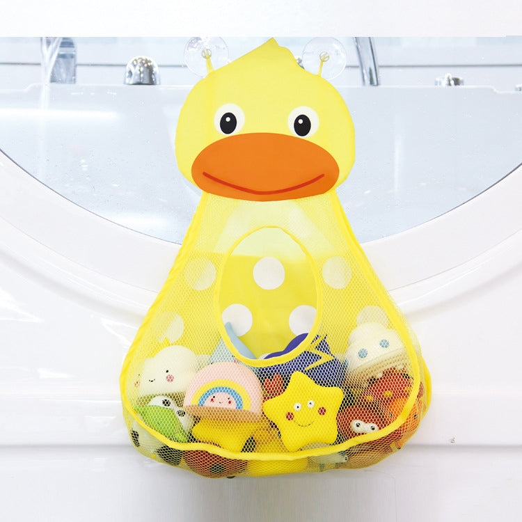 Baby Shower Bath Toys Storage Mesh Bag with Strong Suction Cups(Yellow)