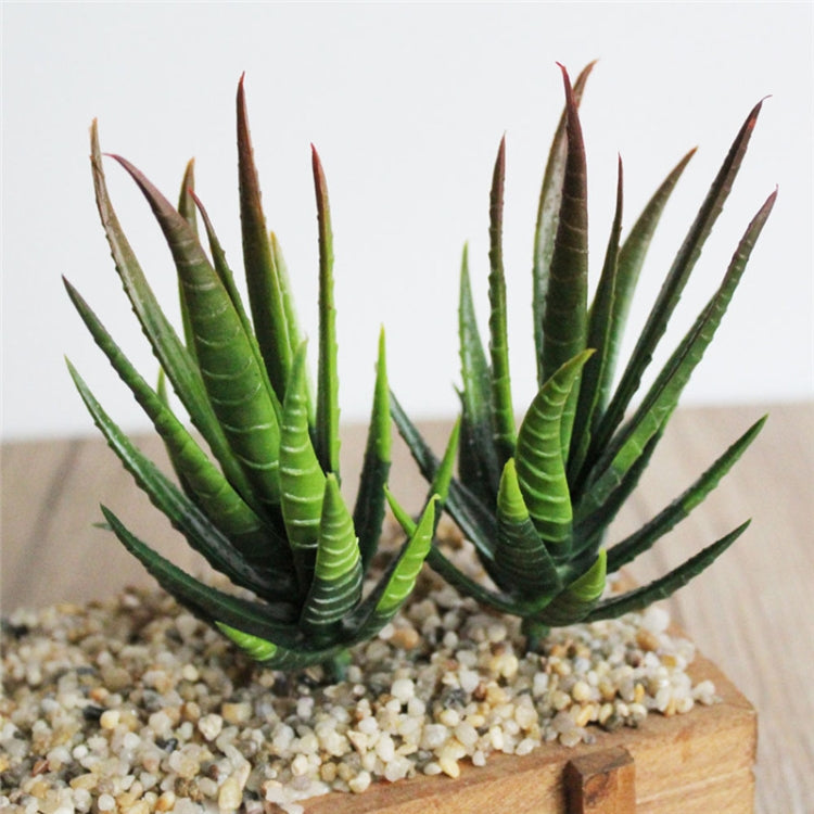 Artificial Mini Aloe Plastic Plants Craft Floristry Landscape Garden Family Office Decoration(Flocking Green Red Tip)