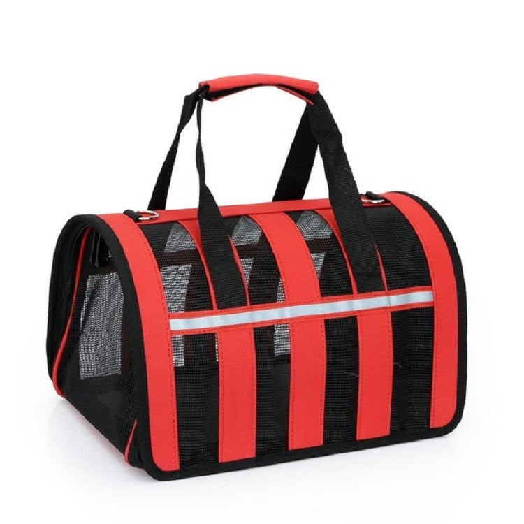 Foldable Mesh Breathable Pets Go Out Portable Diagonal Carrying Bag, Size:L(Red)