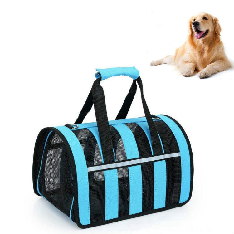 Foldable Mesh Breathable Pets Go Out Portable Diagonal Carrying Bag, Size:L(Blue)