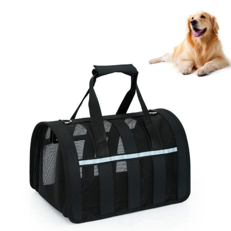 Foldable Mesh Breathable Pets Go Out Portable Diagonal Carrying Bag, Size:L(Black)