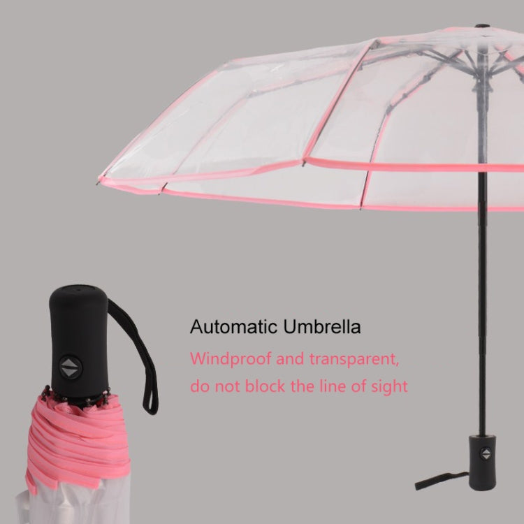 Creative Transparent Folding Umbrella 8 Bones Automatic Umbrella(White)