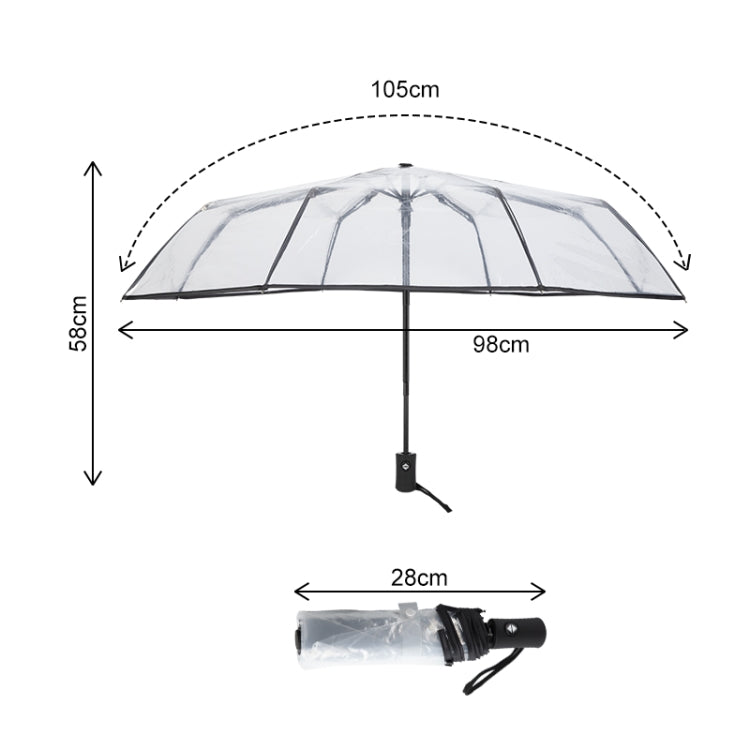 Creative Transparent Folding Umbrella 8 Bones Automatic Umbrella(White)
