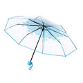 Cherry Blossom Transparent Triple-fold Umbrella Individual Folding Umbrella(Blue)