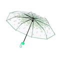 Cherry Blossom Transparent Triple-fold Umbrella Individual Folding Umbrella(Green)