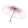 Cherry Blossom Transparent Triple-fold Umbrella Individual Folding Umbrella(Pink)