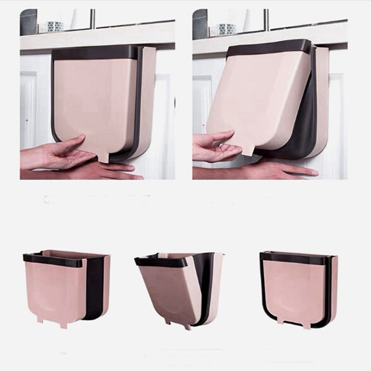 Foldable Hanging Kitchen Trash Can, Size:23x6x29cm(Coffee)