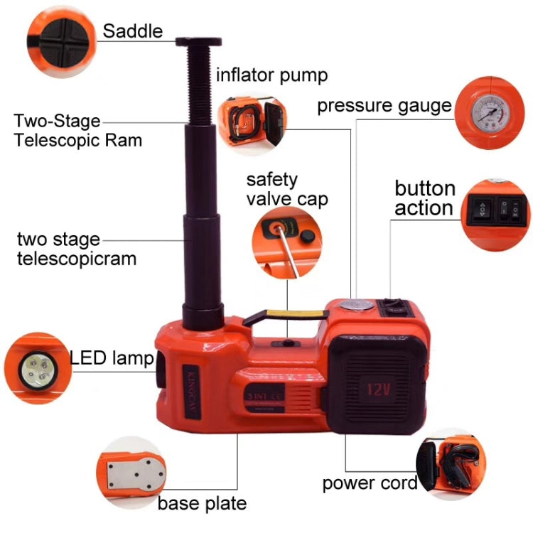 3 In 1 Car Electric Jack Air Pump Electric Wrench Maintenance Tools Set(Red)