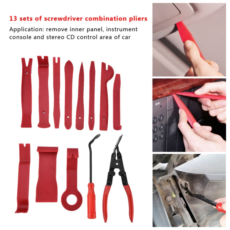 13 PCS Car Audio Disassembly Modification Tool Interior Door Panel Disassembly Screwdriver Installation Soundproof Repair Tool(Red)