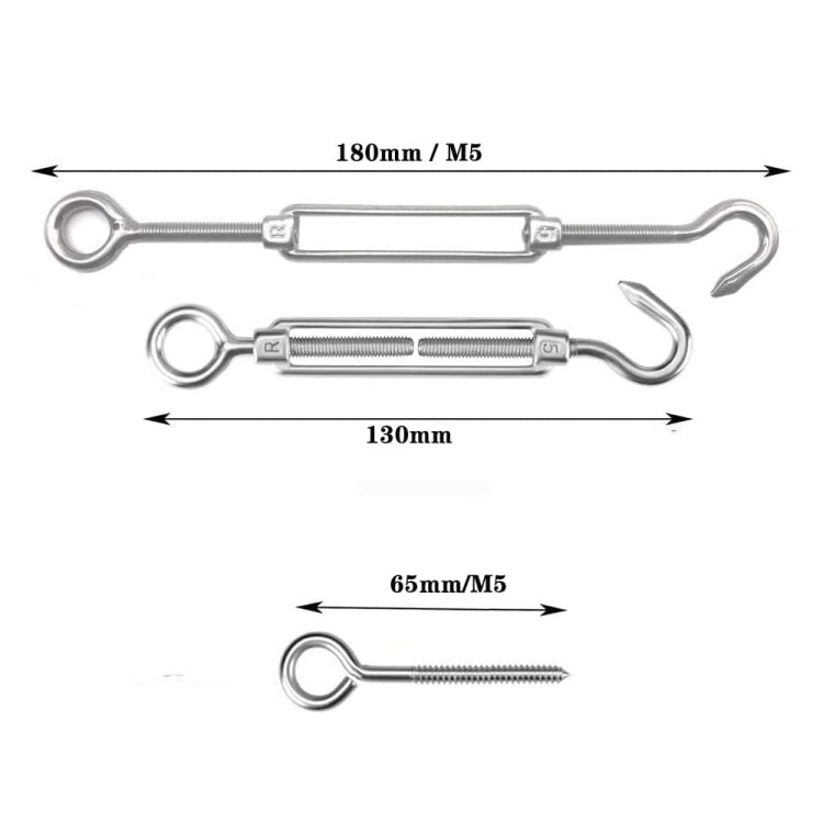 Flower Basket Screws 304 Stainless Steel Wire Rope Hook Tensioner, Specification:M5(Silver)