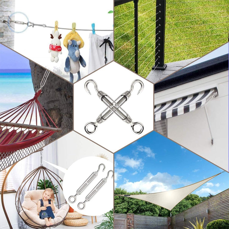 Flower Basket Screws 304 Stainless Steel Wire Rope Hook Tensioner, Specification:M6(Silver)