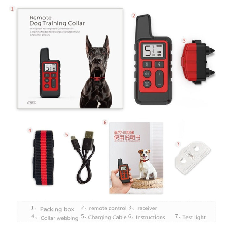 500m Dog Training Bark Stopper Remote Control Electric Shock Waterproof Electronic Collar(Blue)