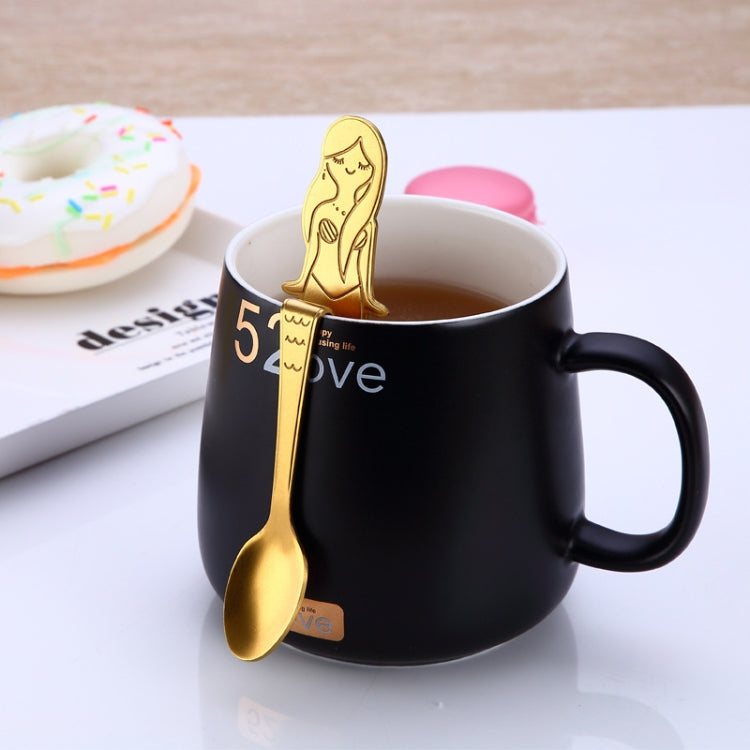 Creative Coffee Spoon Mermaid Shape Handle Spoons Flatware Drinking Tools, Color:Gold