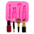 2 PCS Lipstick Eyebrow Pencil Makeup Tool Shape Silicone Fondant Cake Mold Chocolate Mold Clay Mold