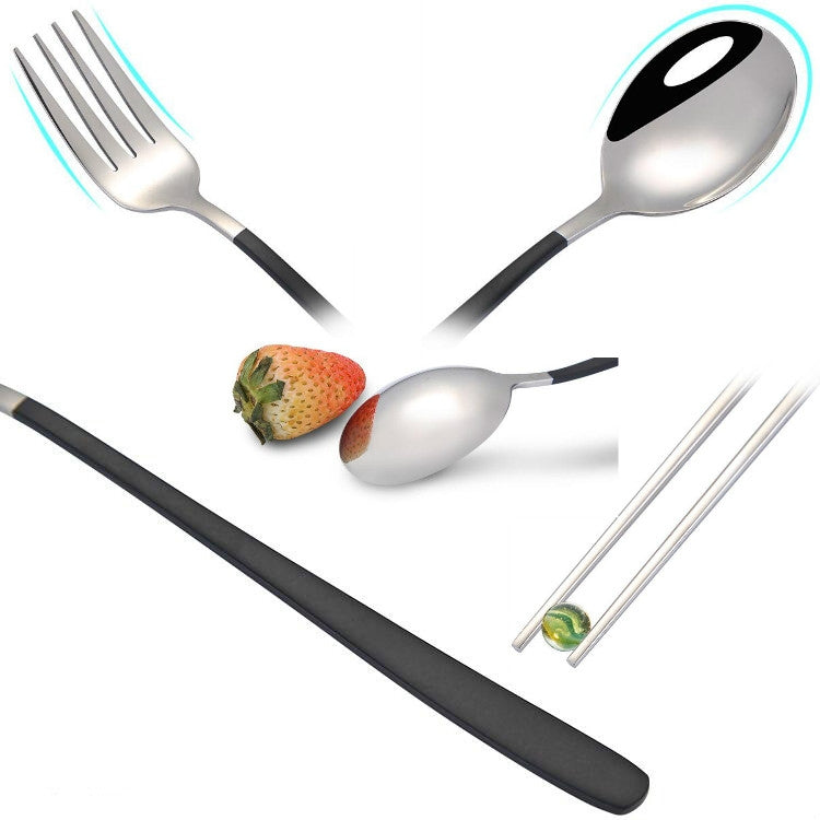 3pcs / Set Portable Stainless Steel Tableware Creative Set Chopsticks Spoon Fork Gift, Color:Pink