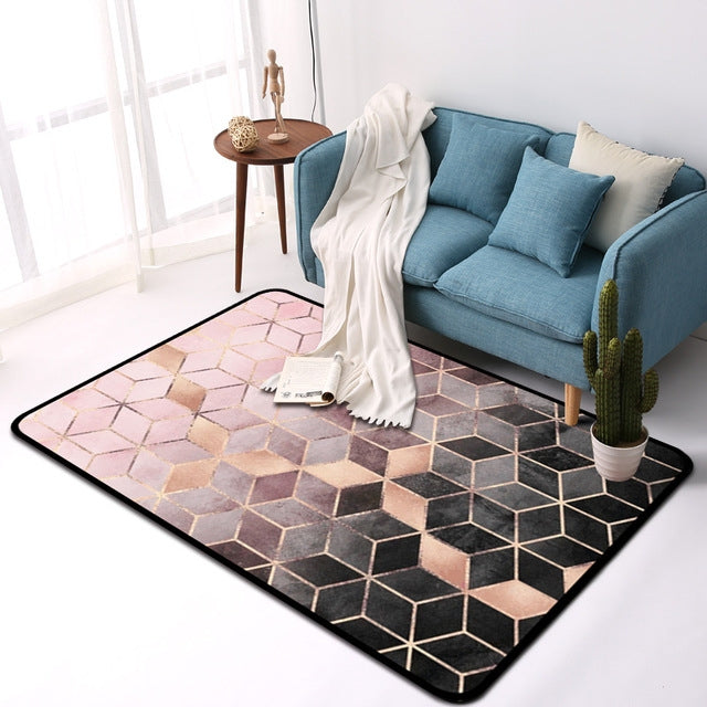 Geometric Pattern Bedroom Door Rug Decorative Mat, Size:80x160cm(Black Gold)