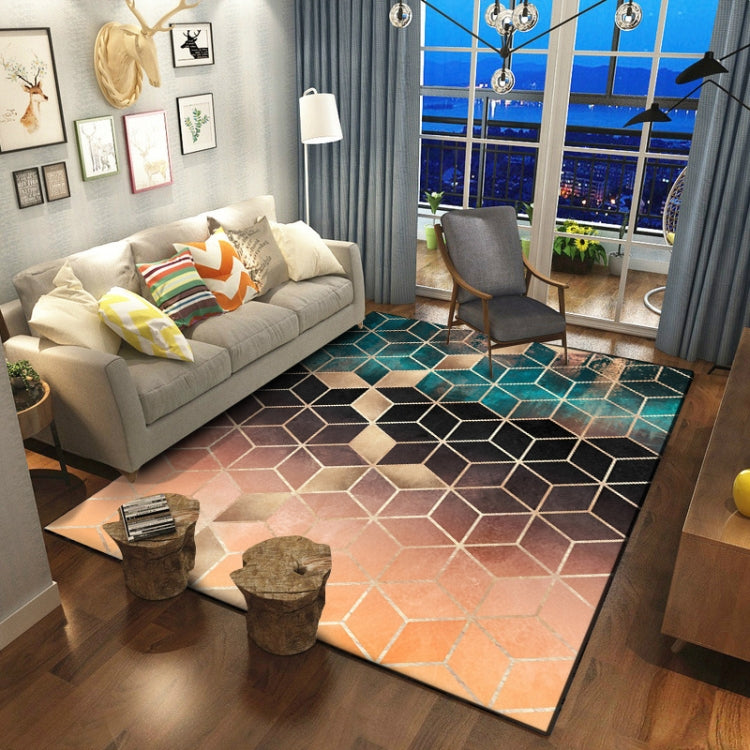 Geometric Pattern Bedroom Door Rug Decorative Mat, Size:80x160cm(Black Gold)