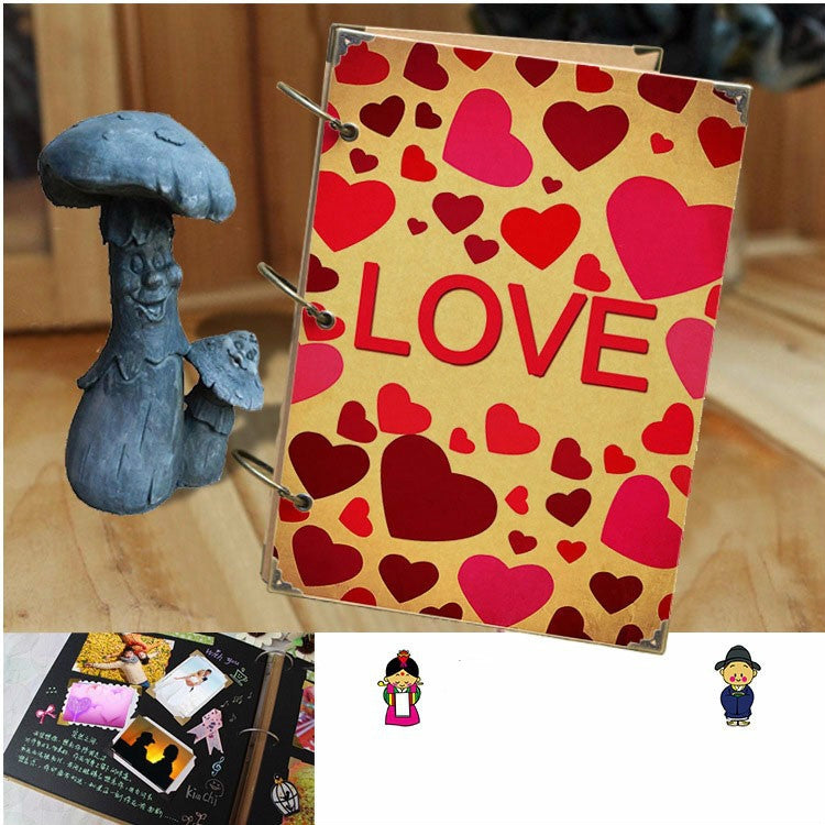 10 inch Paste-style Vintage Loose-leaf Iron Hoop Photo Album(30 Black Card Pages)