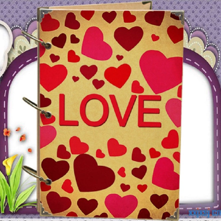 10 inch Paste-style Vintage Loose-leaf Iron Hoop Photo Album(15 Kraft Card +15 Black Card Pages)