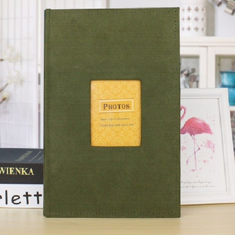 4R 6 inch 300 Sheet Photos 50 Pages Flannel Interstitial Album Creative Christmas Gift Postcard Storage Album(Green)