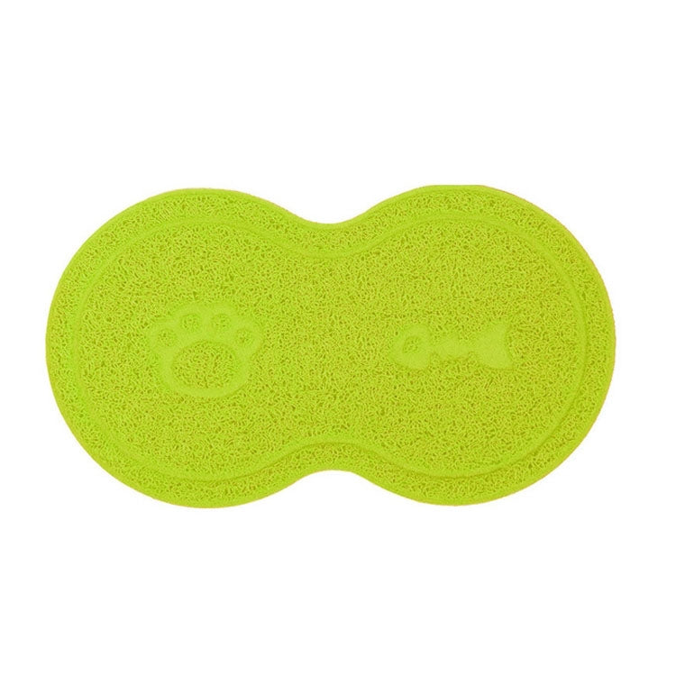 Lovely PVC Cat Litter Mat Eight-shaped  Anti-skid Placemat Pet Supplies(Yellow Green)